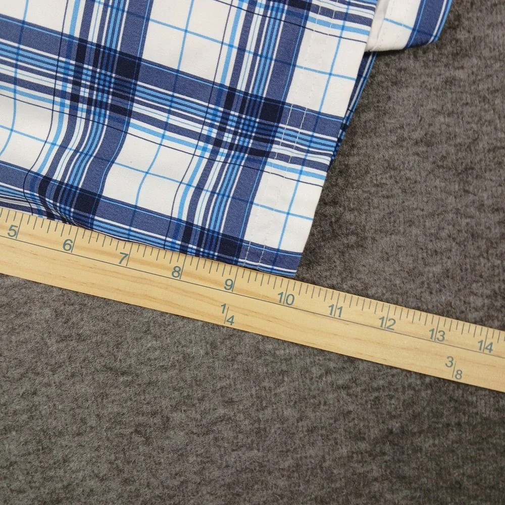 Sonoma Swim‎ Trunks Mens Large Blue White Plaid Board Shorts Lined Drawstring